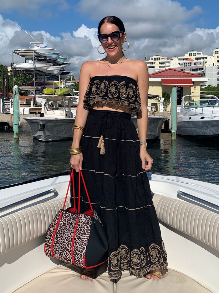 Designer Black Embroidery REsort  Maxi Set