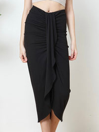 Rib Asymmetrical Draped Skirt