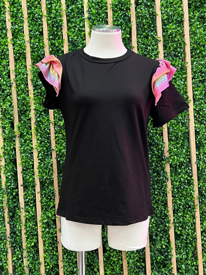 Metallic Rainbow Ruffle Top
