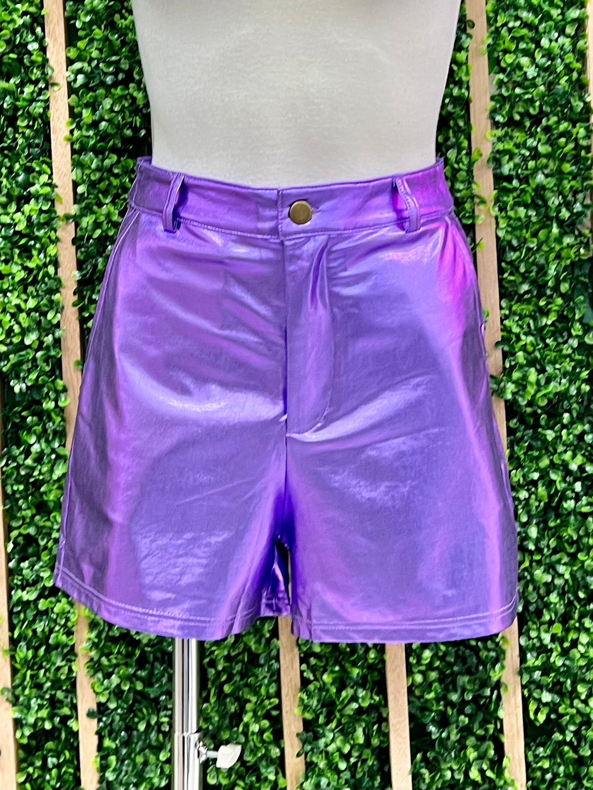 Pleather Metallic Shorts