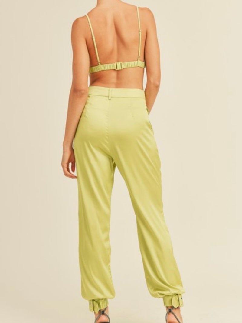 Lime Satin Jogger