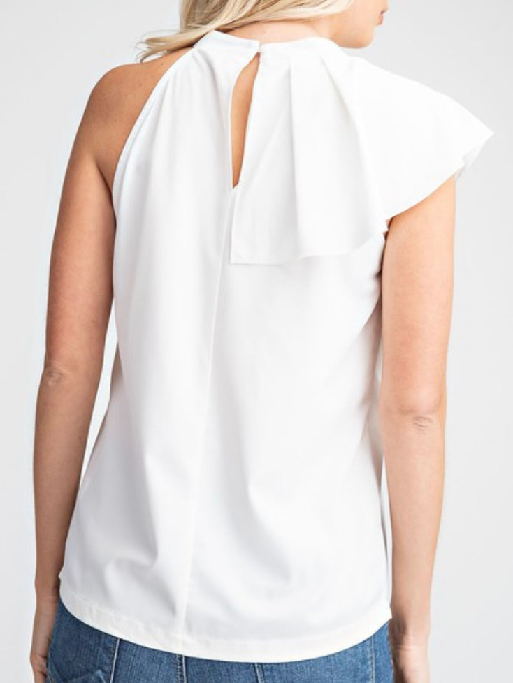 Ruffled Mock Neck Top