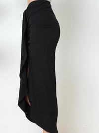 Rib Asymmetrical Draped Skirt
