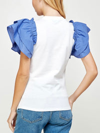 Lavender White Ruffled Top