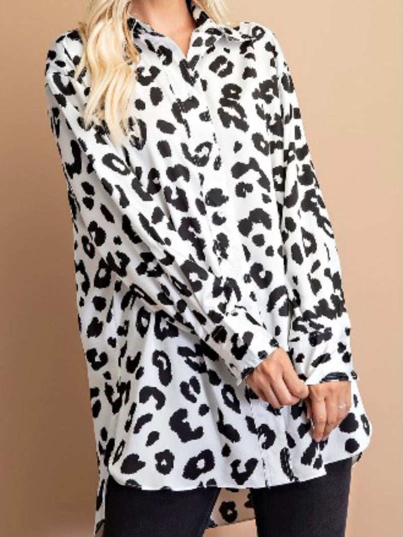 White Leopard Long Blouse