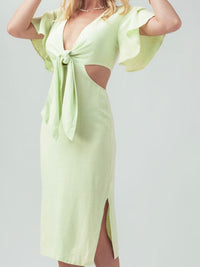 Lime Cutout Midi Dress