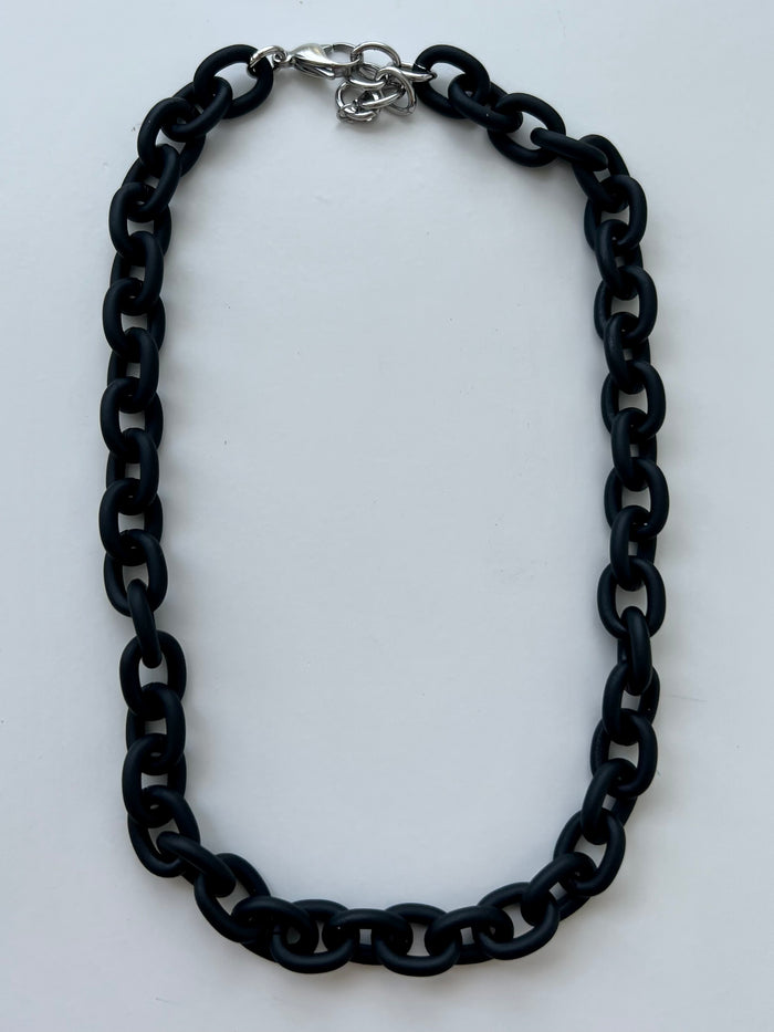 Black Enamel Link Necklace