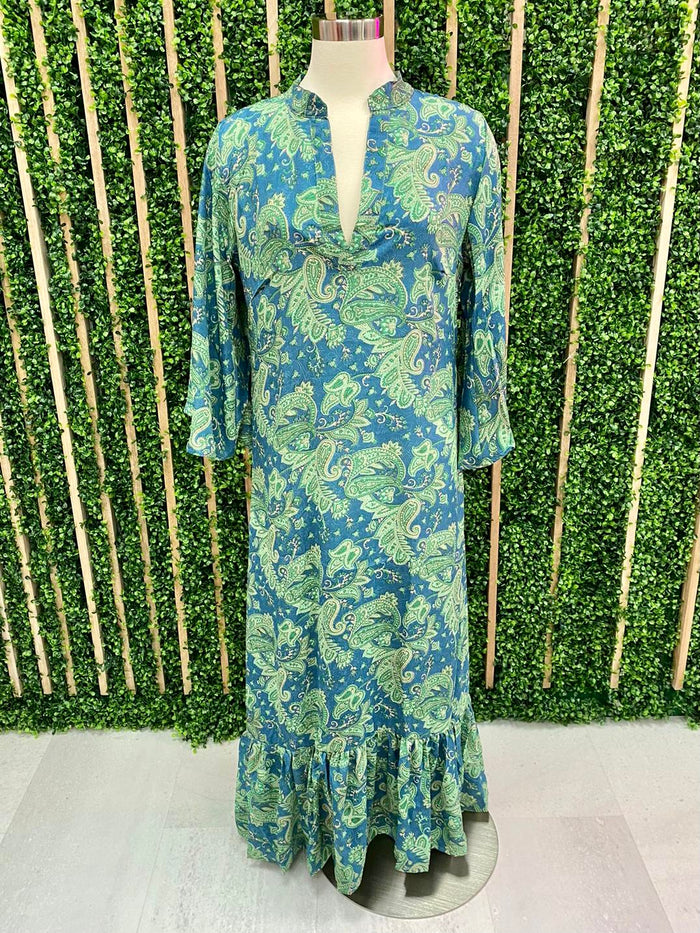 Green Paisley Tiered Maxi