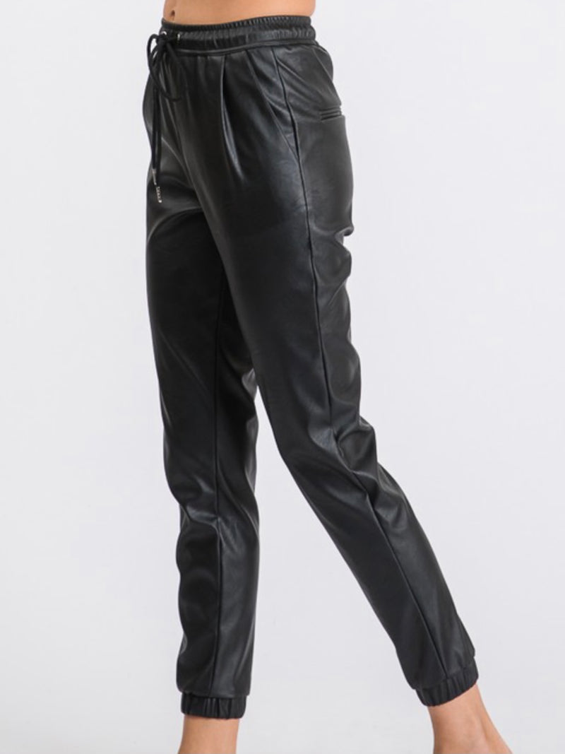 Faux Leather Jogger Pants