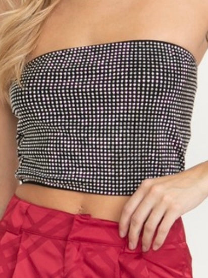 Rhinestone Studded Strapless Top