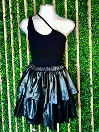 Pleather Ruffled Short Skirt