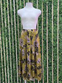 Olive Floral Midi Skirt