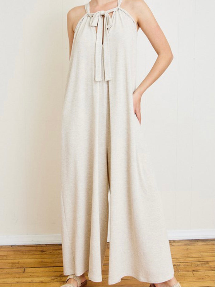Tie Shoulder Loose Fit Jumpsuit