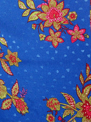 Cobalt Floral Satin Midi Dress