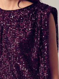 Sequin Muscle Sleeve Blouse