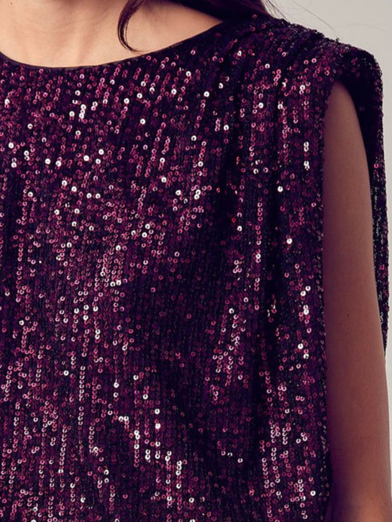 Sequin Muscle Sleeve Blouse