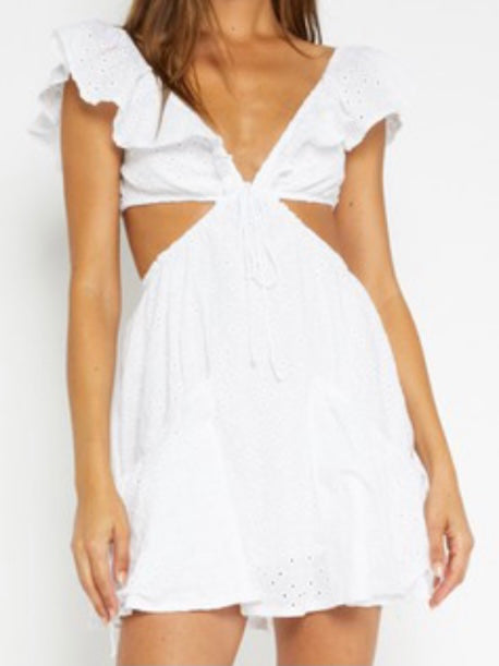 White Cutout Short Dress