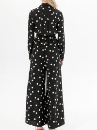 Black Polka Dot Button Down Jumpsuit