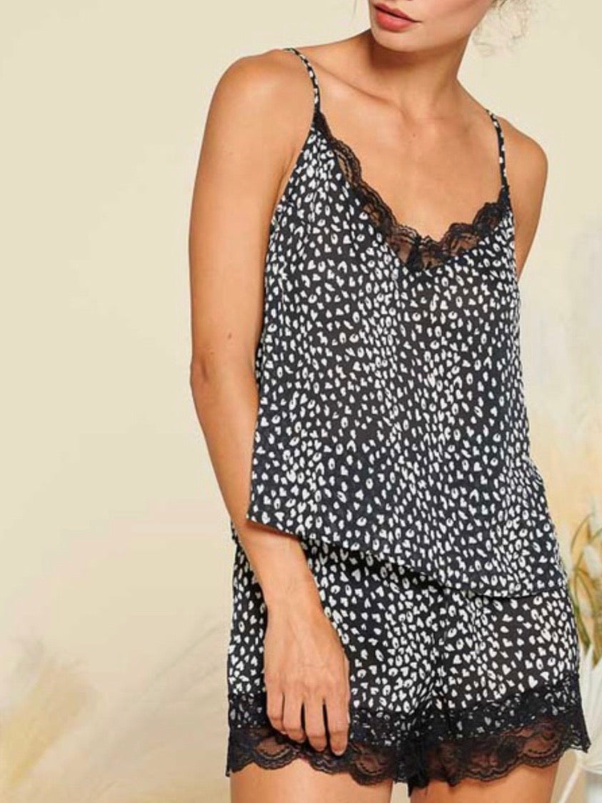 Leopard Satin Loungewear Set