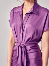 Classy Button up Ruched Midi Dress