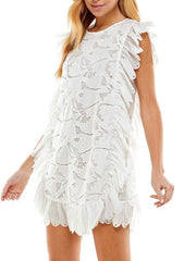 Elegant Side Lace Ruffle Dress