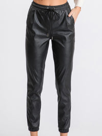 Faux Leather Jogger Pants