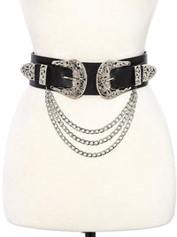 Filigree Buckle Draped Chain Belt