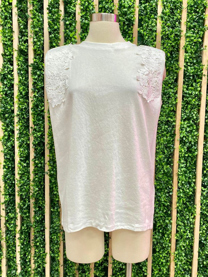 Lace Trim Muscle Tee