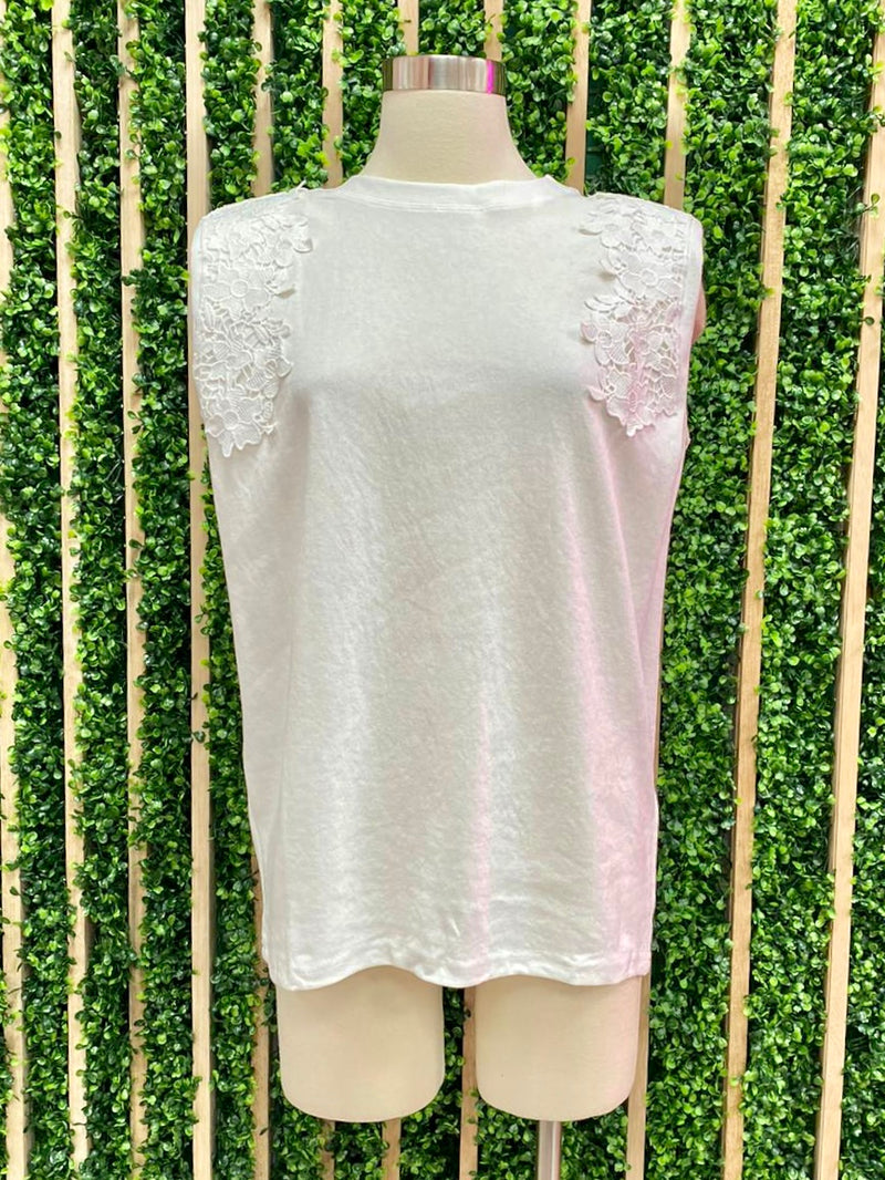 Lace Trim Muscle Tee