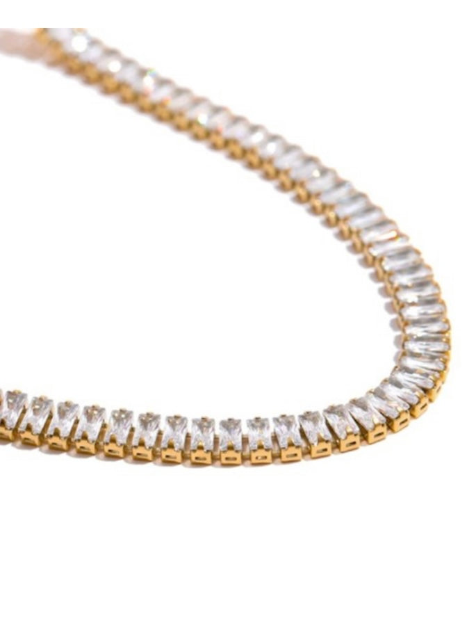 Stainless Steel Cubic Zirconia Necklace
