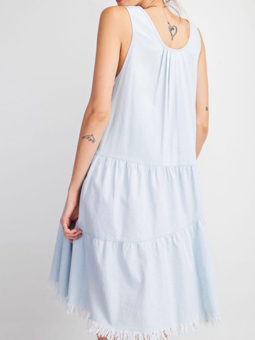 Distressed Denim Sleevesless Dress