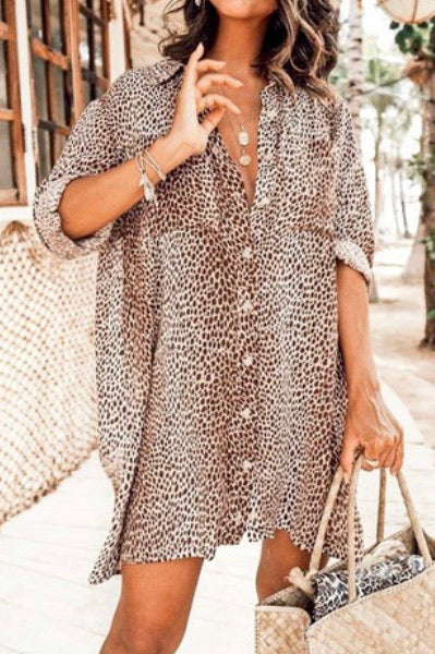 Cheetah Blouse Dress