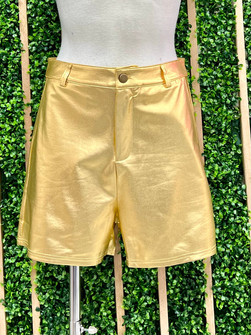Pleather Metallic Shorts