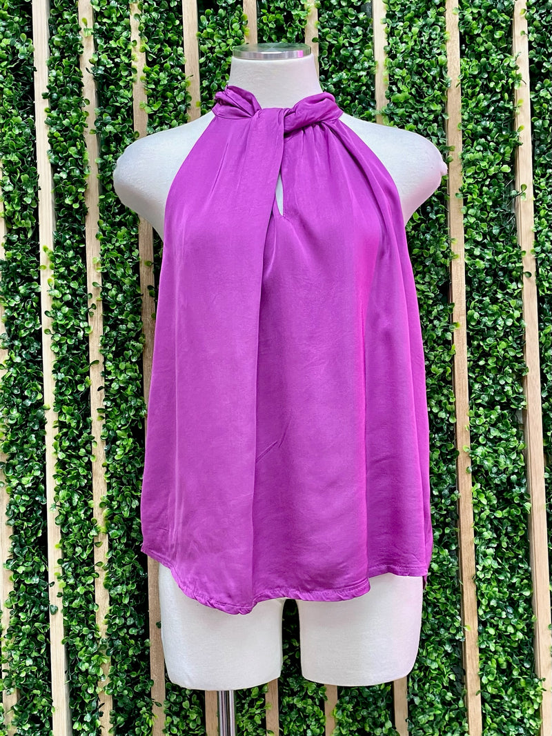 Satin Knot Front Top