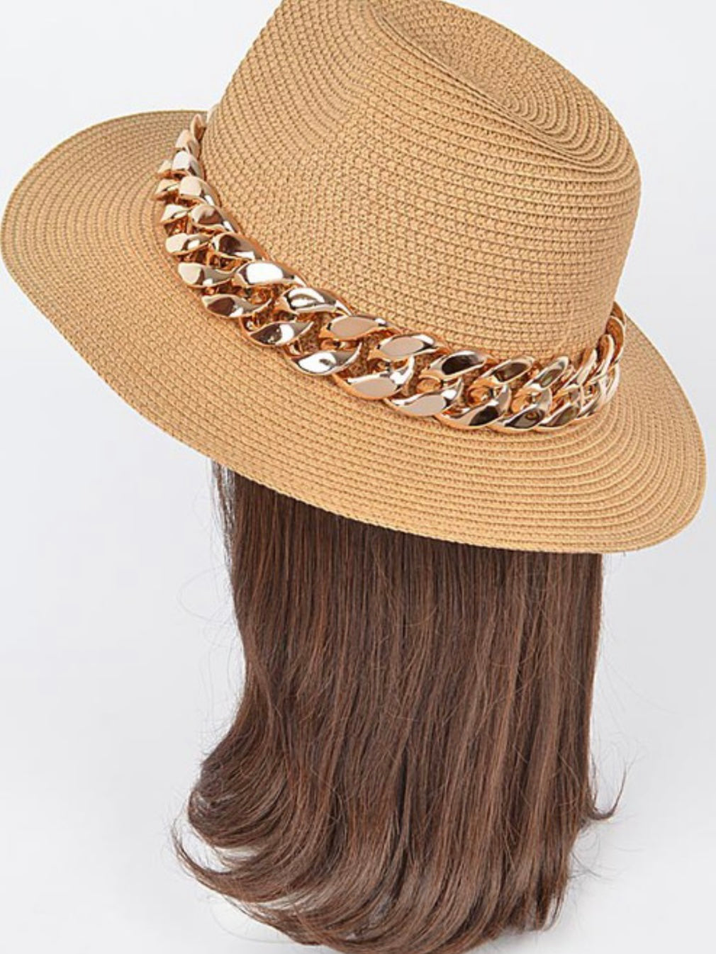 Chain Detail Straw Hat