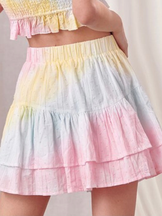 Rainbow Smocked Short Skirt