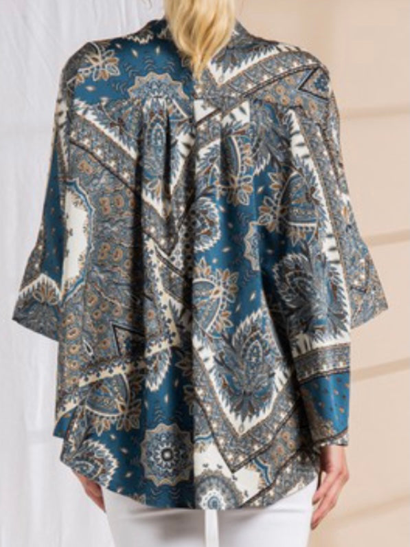 Navy Paisley Blouse