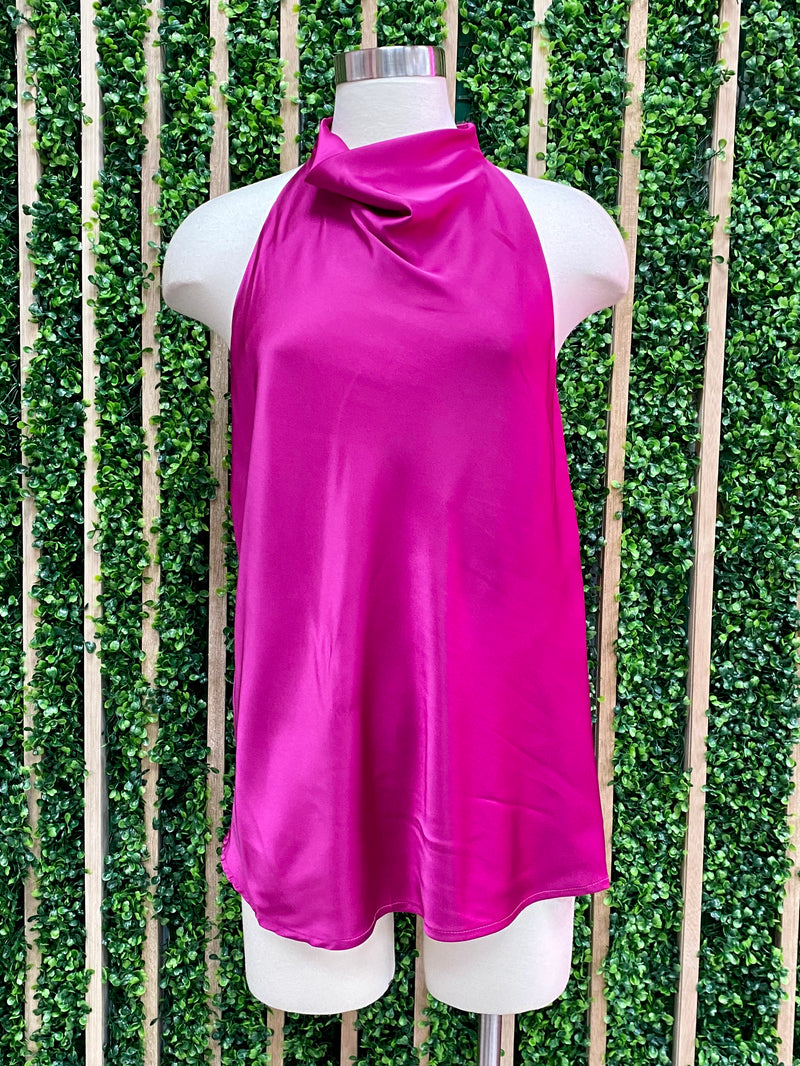 Satin Cowl Neck Halter Top