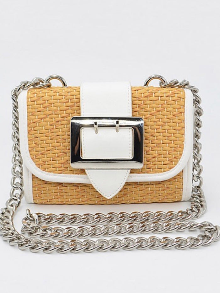 Raffia Trimmed Crossbody