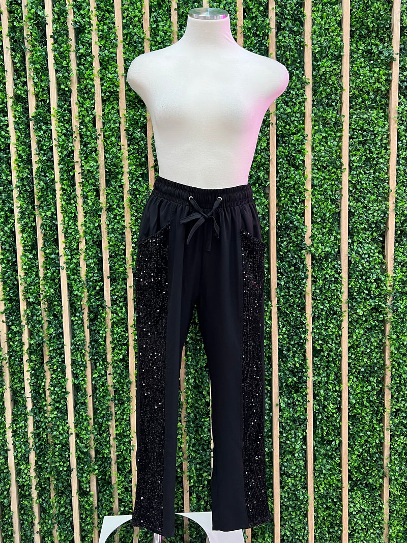 Side Sequin Panel Pant