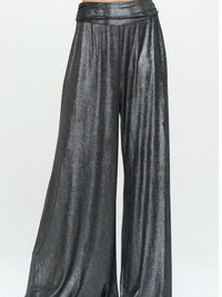 Wide Leg Metallic Pants
