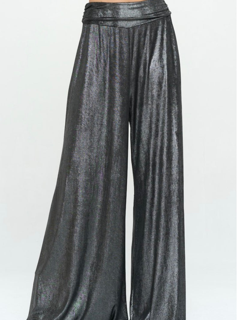 Wide Leg Metallic Pants