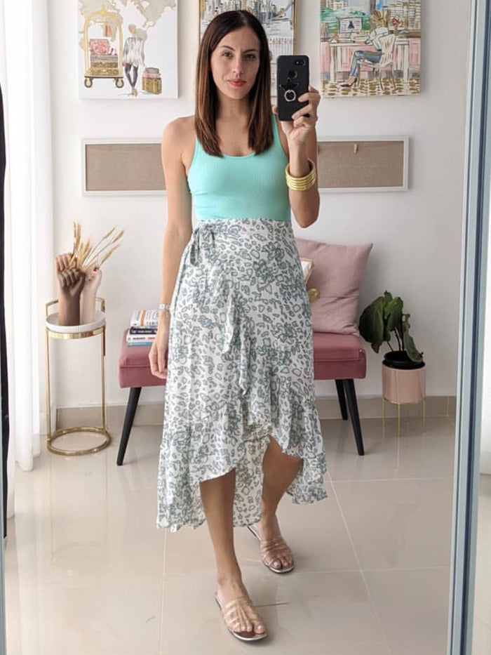 Leopard Floral Wrap Skirt