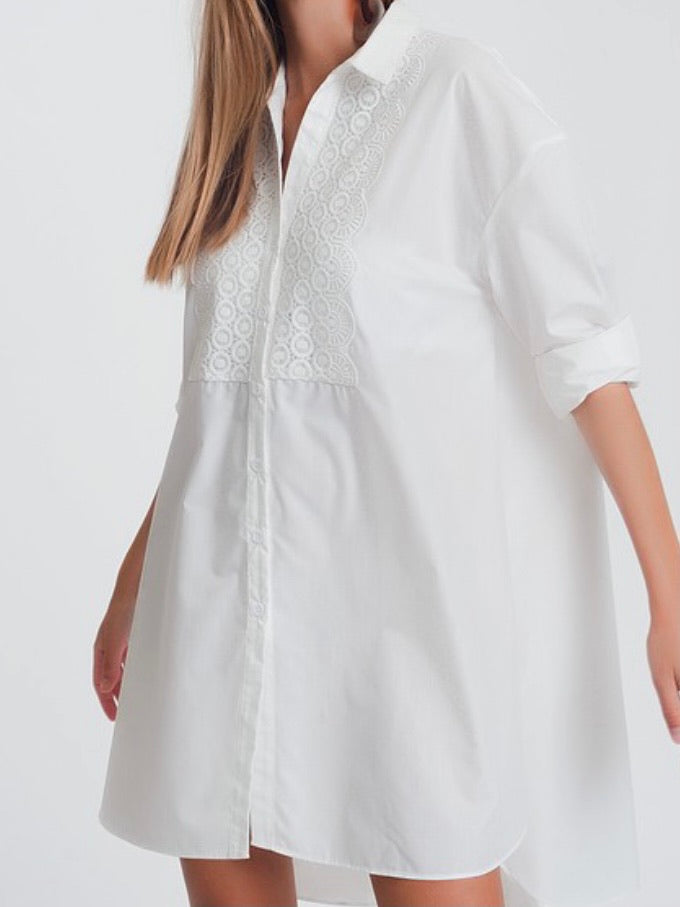 Eyelet Detail Shirt Dress