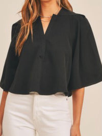 Black V Neck Cape Top