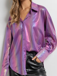 Purple Iridescent Foil Blouse