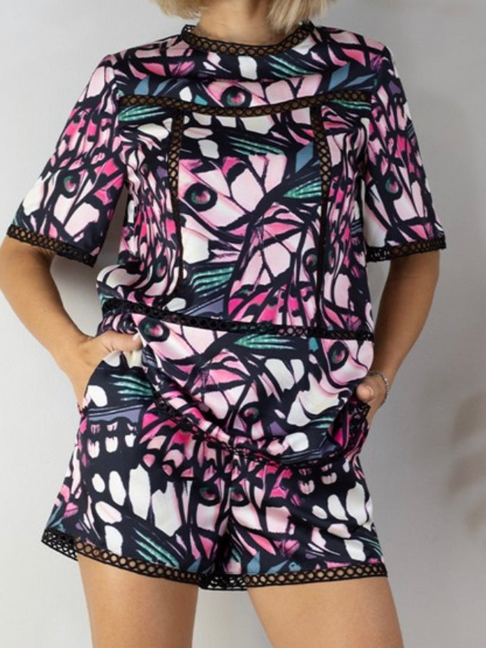 Delicate Green Pink Floral Blouse