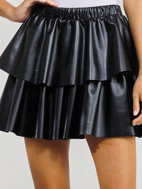 Pleather Ruffled Short Skirt