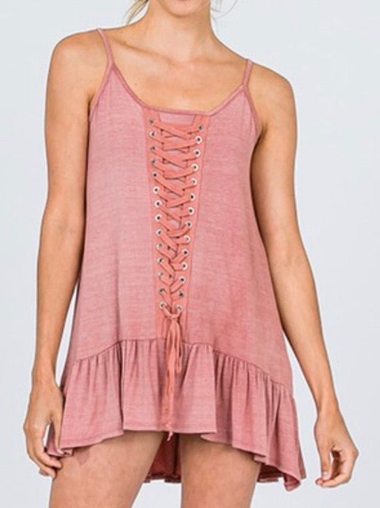 Rose Lace Up Top/Dress