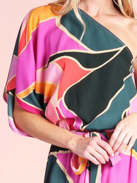 Metamorphosis Print One Shoulder Short Dress